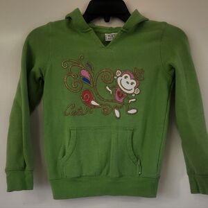Place Girls Green Hoodie with Monkey Design, 7/8